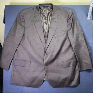 Pronto Uomo Platinum Brown Stripes Blazer Mens 50 Short 100% Wool Sports Coat